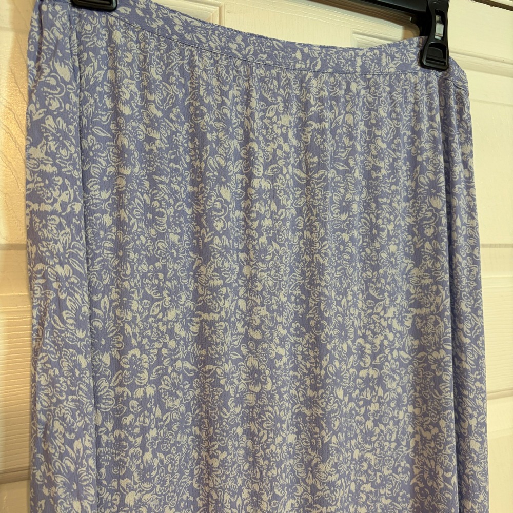 Wrangler Vintage 90s Periwinkle Blue Floral Rayon Long Maxi Skirt Grunge Cottage